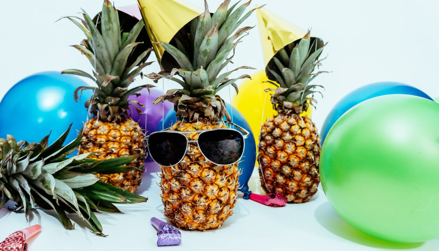 several pineapples at a party